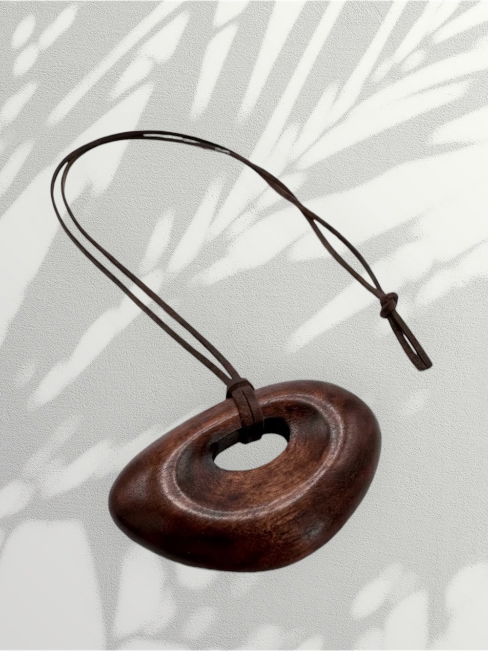 🪵 Vintage Wooden Organic Oval Statement Necklace